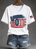 Women's Vote Print V-Neck Tee