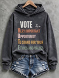 Women's VOTE Print Casual Hoodie
