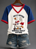 Women's VOTE V-neck Off-shoulder Short-sleeved T-shirt