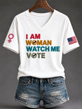 Women's "I Am Woman Watch Me Vote" Graphic Casual T-Shirt