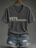 Women's VOTE pattern printed causal short-sleeved T-shirt