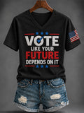 Women's VOTE Printed V-neck T-shirt