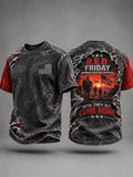 Men's Red Friday Printed Casual T-Shirt