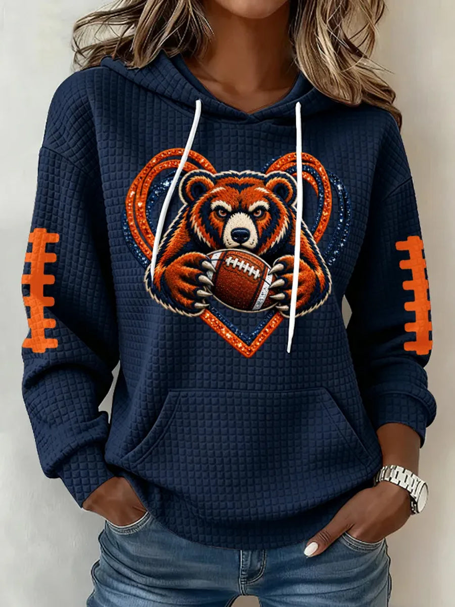Women's Football Gameday Gift For Football Fans Casual Waffle Hoodie