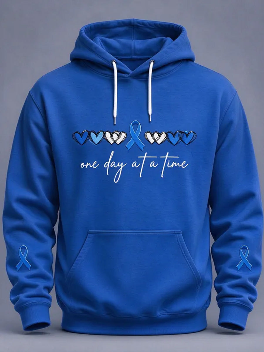Men's Diabetes Awareness Print Oversized Drop-Shoulder Hoodie with Pockets