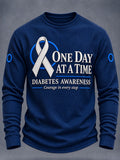 Men's Diabetes Awareness Print Waffle Long Sleeve Top